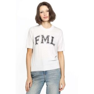 MINNIE ROSE Cotton Cashmere FML Graphic Tee White XS